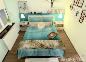 niebieski kolor w sypialni